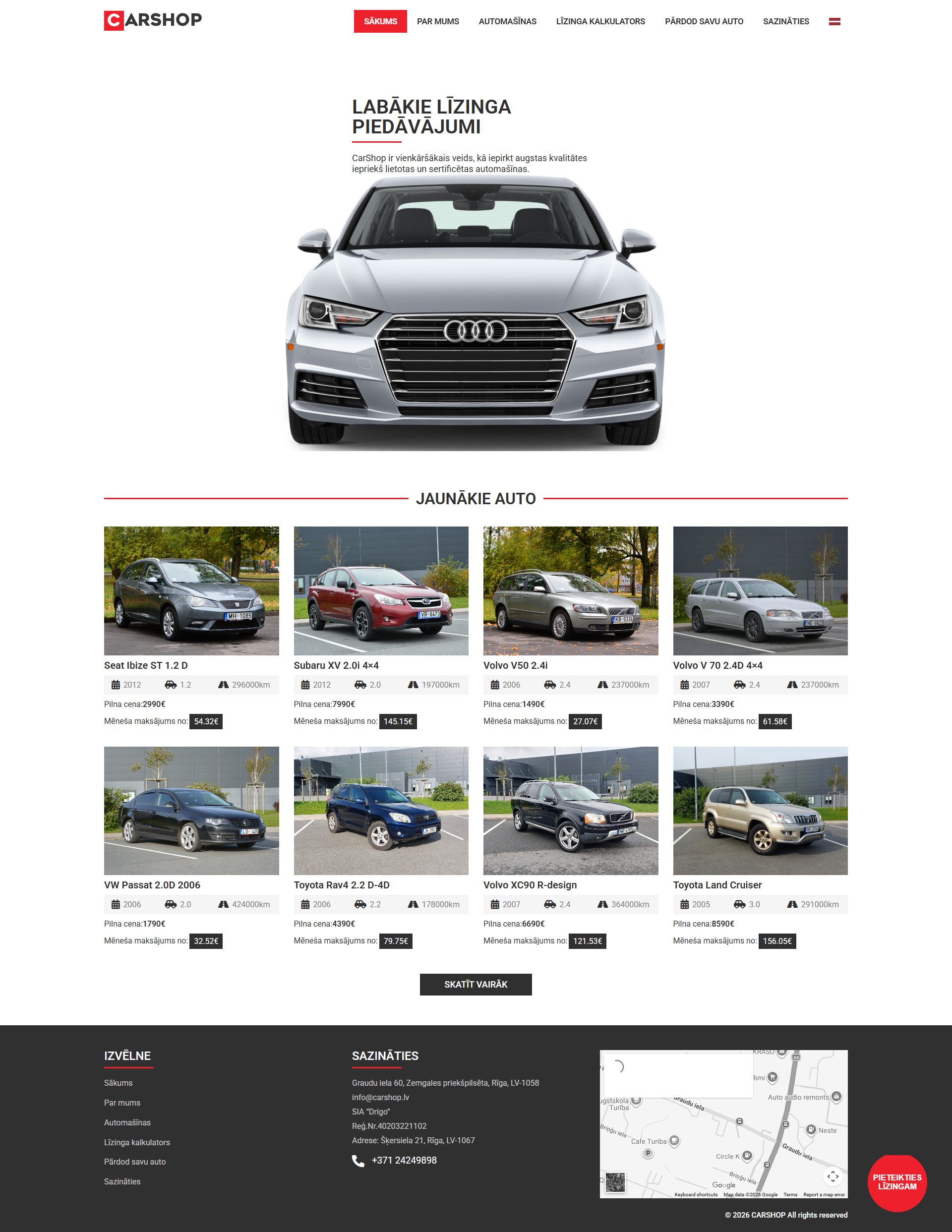 Carshop, live site